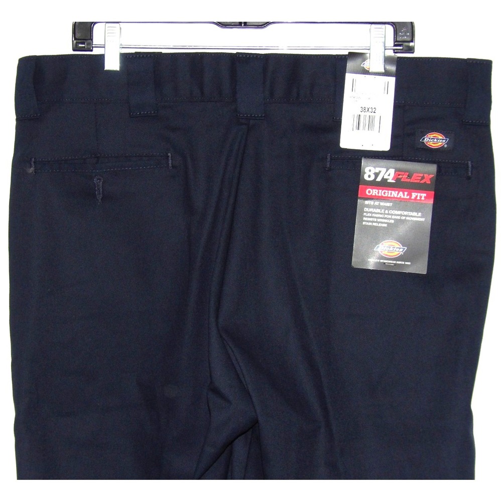 NEW! DICKIES 874 FLEX Navy Blue Original Fit Work Pants Men's 38 X 32 NWT!